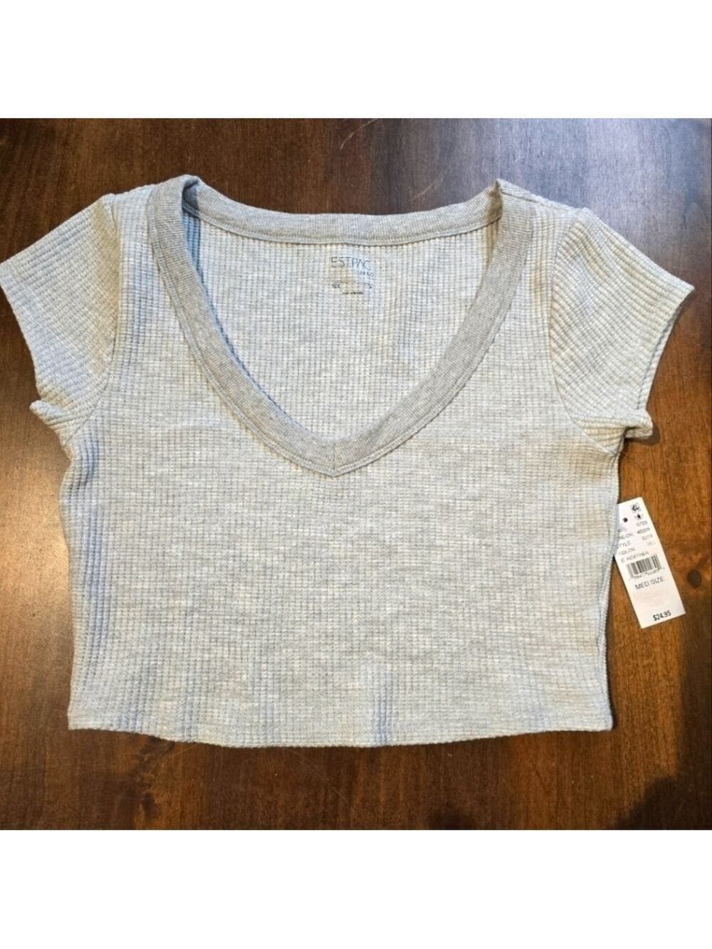 NWT Est.pac 1980 short sleeve gray crop top medium